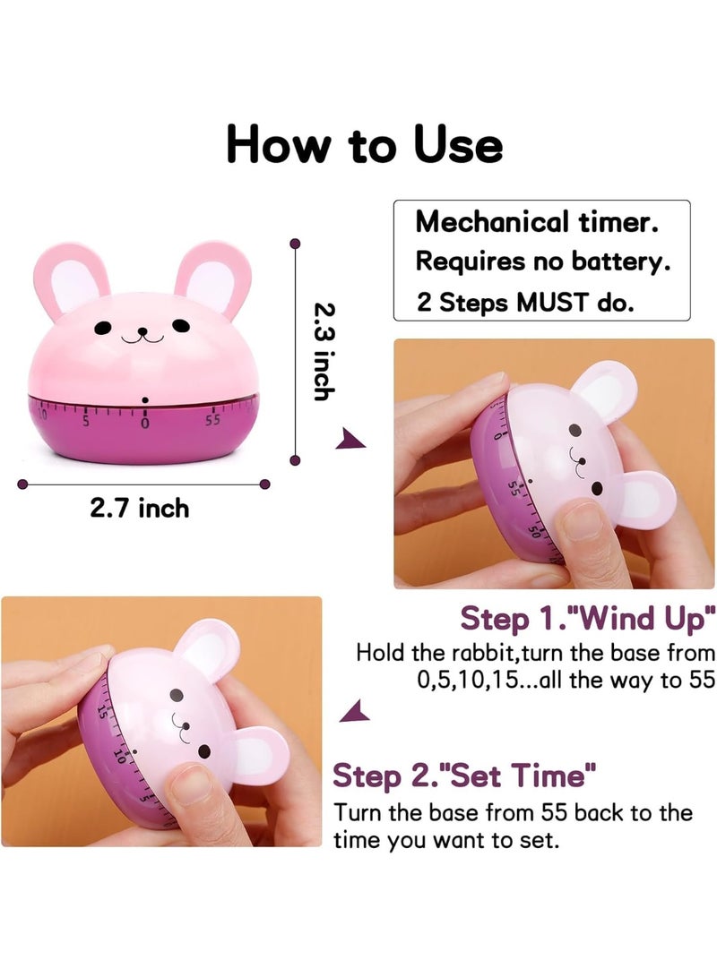 CLENEA Cute Kitchen Timer,Mechanical Timer for Kids, 60 Minutes Manual Cooking Timer,Wind Up Countdown Timer,Cute Timer for Cooking Reading Sports Study Time Management and Desktop Decor (Rabbit) - Image 4